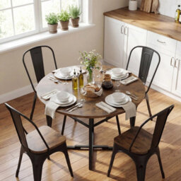 120 Cm Kitchen Table Round Dining Table For 4-6 - thumbnail 5