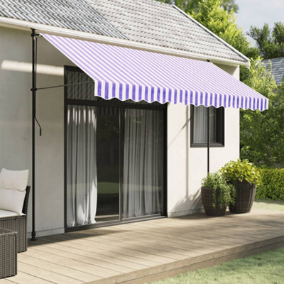 Walplus Replacement Fabric For Awning Garden Sun Shade Canopy Gazebo For Back Door, Porch, Patio Valance Blue And White Stripe 3.5 M - image 1