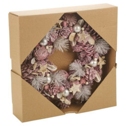 Urbn-Living Urbnliving 34Cm Festive Patel Decorative Pine Cone Pink Christmas Door Flower Wreath - thumbnail 3