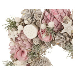 Urbn-Living Urbnliving 34Cm Festive Patel Decorative Pine Cone Pink Christmas Door Flower Wreath - thumbnail 2