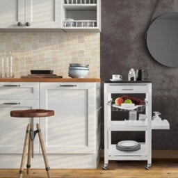 Rolling Kitchen Storage Trolley Cart Cupboard Island Stainless Steel Countertop - thumbnail 6