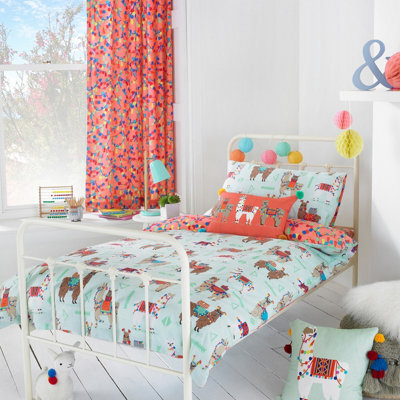 Little Furn. Llamarama Graphic Reversible Kids Duvet Cover Set, Toddler/junior, Orange - image 1