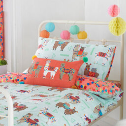 Little Furn. Llamarama Graphic Reversible Kids Duvet Cover Set, Toddler/junior, Orange - thumbnail 2