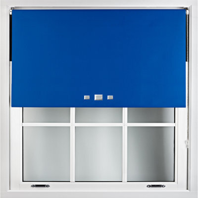 Furnished Blackout Roller Blinds With Triple Square Eyelets And Metal Fittings- Blue Trimmable (W)180Cm (L)165Cm - image 1
