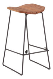 Orsina Slim Metal Legs Bar Stool, Distressed Elm Wood Seat Modern Bar Stool For Kitchen, Unique Luxury Bar Stool - thumbnail 2
