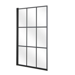 Homestylestore White 1700 X 750mm Bathroom Single Ended Square Shower Bath With Black Grid Screen - thumbnail 3