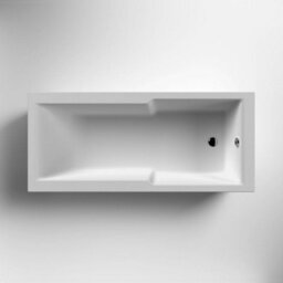 Homestylestore White 1700 X 750mm Bathroom Single Ended Square Shower Bath With Black Grid Screen - thumbnail 2