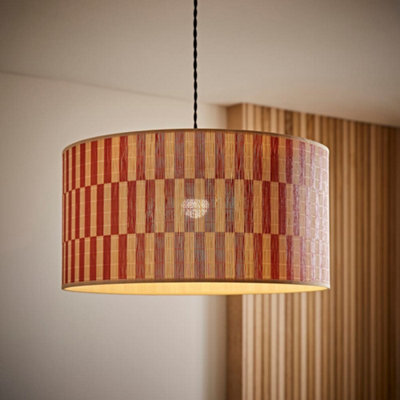 Valuelights Lori Orange Checkerboard Bamboo Drum Ceiling Lamp Shade (D)45Cm - image 1