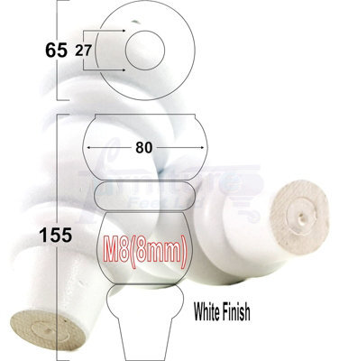 L&F 4X Solid Turned Wood Furniture Legs Chair Settee Feet 155mm 8mm Thread White Pkc220 - image 1