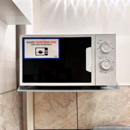 Okunaii™ Wall Mount Microwave Storage Shelf For Kitchens, Break Rooms - 26Cm X 47Cm X 34Cm - Light Grey Finish - thumbnail 3