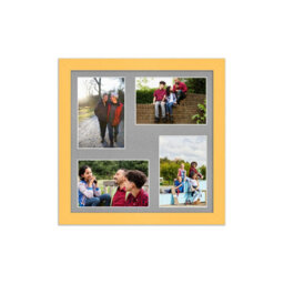 AK Frames 12X12 Mustard Yellow Modern Multi Photo Frame With Silver Mount - Holds 4 Apertures (4X) 6X4 Photos - thumbnail 1
