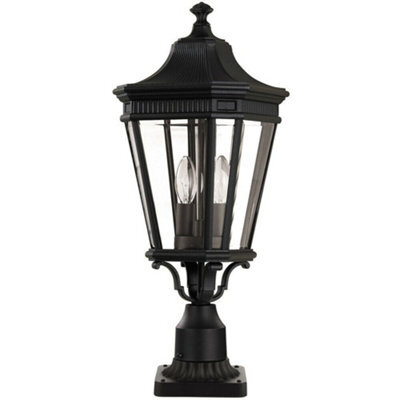 Stylish Outdoor Ip44 Black Led Pedestal Light With E14 Bulbs