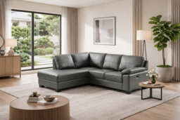 SC FURNITURE LIMITED Dark Grey Leather Corner Sofa + Usb Charging Ports - Lhf - Brooklyn - thumbnail 1