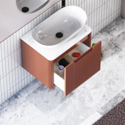 Royal Bathrooms Avenza 600mm Terracotta Clay Wall Hung Bathroom Countertop Vanity Unit 1 Drawer With Cesar Basin - thumbnail 5