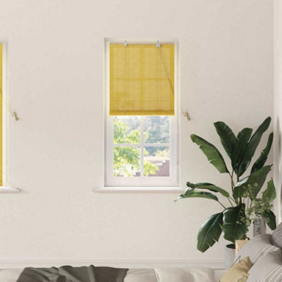 Berkfield Window Blinds & Shades With Curtains Manual Yellow Bamboo - image 1