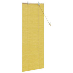 Berkfield Window Blinds & Shades With Curtains Manual Yellow Bamboo - thumbnail 4