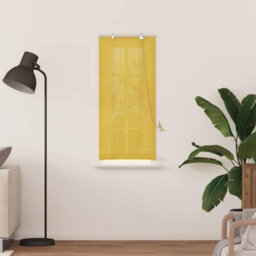Berkfield Window Blinds & Shades With Curtains Manual Yellow Bamboo - thumbnail 3