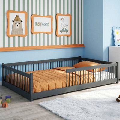 Arte Junior Graphite 120 X 200Cm European Small Double Low Bed - Foam/bonnell Mattress Included - image 1