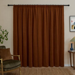 furn. Furn Soft Chenille Blackout Pencil Pleat Curtain Pair, Rust, (W) 229 X (D) 137Cm - thumbnail 3