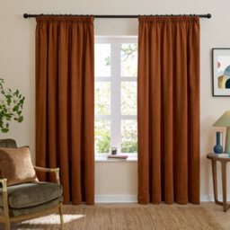 furn. Furn Soft Chenille Blackout Pencil Pleat Curtain Pair, Rust, (W) 229 X (D) 137Cm - thumbnail 2