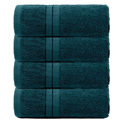 Ohs 4 Pack Of 100% Cotton Hand Towel, 50 X 80Cm - Dark Teal - image 1