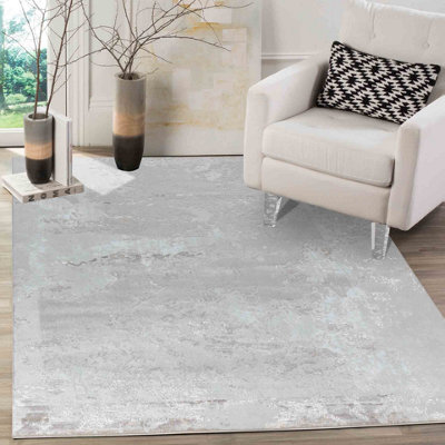 Smart Living Modern Soft Carved Area Rug, Living Room Carpet, Kitchen Floor, Bedroom Soft Rugs 80Cmx150Cm- Serenity (205 Stone) - image 1