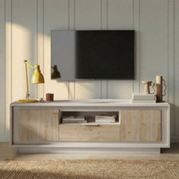 FurniComp LTD Furnicomp Berlin 2 Door 1 Drawer 180Cm Cashmere And Cadiz Oak Tv Stand - thumbnail 1