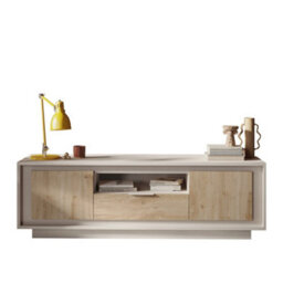 FurniComp LTD Furnicomp Berlin 2 Door 1 Drawer 180Cm Cashmere And Cadiz Oak Tv Stand - thumbnail 2