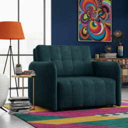 Viva Grand I Upholstered Sofa Bed With Storage Pocket Wavy Spring Wooden Legs Living Room 85X95X98Cm Turquoise