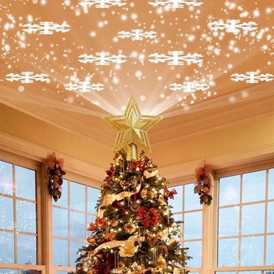 Christmas Tree Star Topper Led Snowflake Christmas Tree Decoration