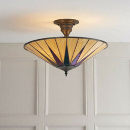 Tiffany Glass Hanging Ceiling Pendant Light Dark Bronze 3 Lamp Shade I00159 - thumbnail 5