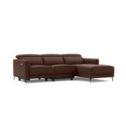 Valencia Andria Modern Top Grain Leather Reclining Sectional Three Seats With Right Hand Chaise Sofa Chocolate - thumbnail 7