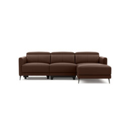 Valencia Andria Modern Top Grain Leather Reclining Sectional Three Seats With Right Hand Chaise Sofa Chocolate - thumbnail 8