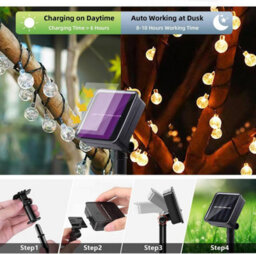 2 Pack 80Ft Solar String Lights - 200 Led, 8 Modes, Waterproof For Garden, Patio, Wedding (Warm White) - thumbnail 4