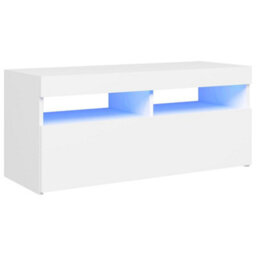 Berkfield Tv Cabinet With Led Lights White 90X35X40 Cm - thumbnail 2