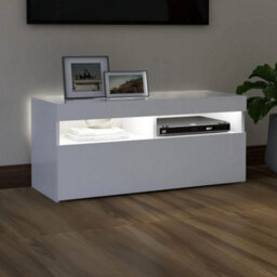 Berkfield Tv Cabinet With Led Lights White 90X35X40 Cm - thumbnail 3