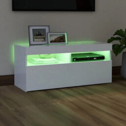 Berkfield Tv Cabinet With Led Lights White 90X35X40 Cm - thumbnail 4