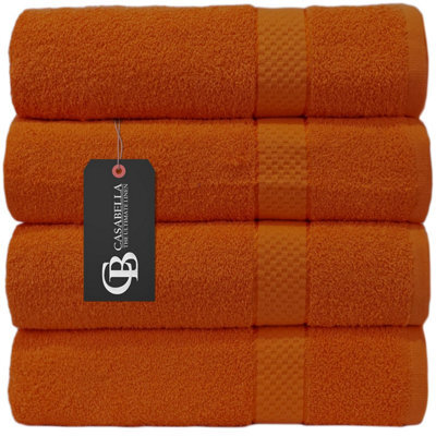 Casabella Towels Luxury 4 Pack Bath Sheets 100% Cotton Super Soft Quick Dry Highly Absorbent Bathroom Towels Orange - image 1