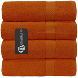Casabella Towels Luxury 4 Pack Bath Sheets 100% Cotton Super Soft Quick Dry Highly Absorbent Bathroom Towels Orange