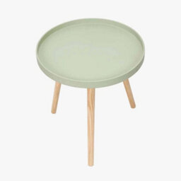 Sage Green Round Scandi Wooden End Tables For Living Room Tripod Legs - thumbnail 3