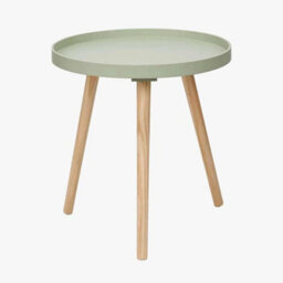 Sage Green Round Scandi Wooden End Tables For Living Room Tripod Legs - thumbnail 4