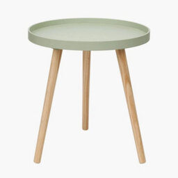 Sage Green Round Scandi Wooden End Tables For Living Room Tripod Legs - thumbnail 1