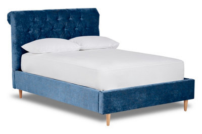 Divan Base Direct Zephyr Fabric Scroll Bed With Low Foot End Bed Base Only 4Ft Small Double- Brecon Marine