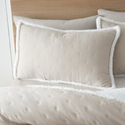 Catherine Lansfield Cosy Nori Soft Sherpa Double Duvet Cover Set With Pillowcases Cream - thumbnail 2