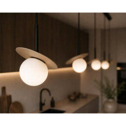 Luminosa Lighting Luminosa Aura Bar Pendant Ceiling Light Black, Beige White Glass Shade 4X E27 - thumbnail 3