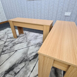 Kosy Koala Set Of 2 Dining Benches  Oak Effect Mdf Melamine Finish Kitchen Seating - thumbnail 6