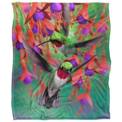 Royce Mcclure Silky Hummingbirds And Flowers Supersoft Blanket Multicoloured (152Cm X 127Cm) - image 1