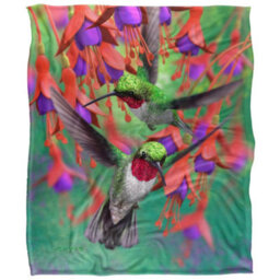 Royce Mcclure Silky Hummingbirds And Flowers Supersoft Blanket Multicoloured (152Cm X 127Cm) - thumbnail 1