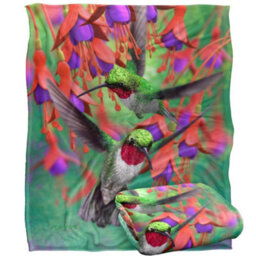Royce Mcclure Silky Hummingbirds And Flowers Supersoft Blanket Multicoloured (152Cm X 127Cm) - thumbnail 2