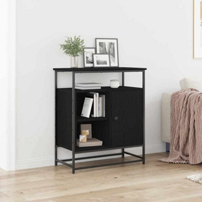 Berkfield Sideboard Black Oak 69X35X80 Cm Engineered Wood And Steel - image 1